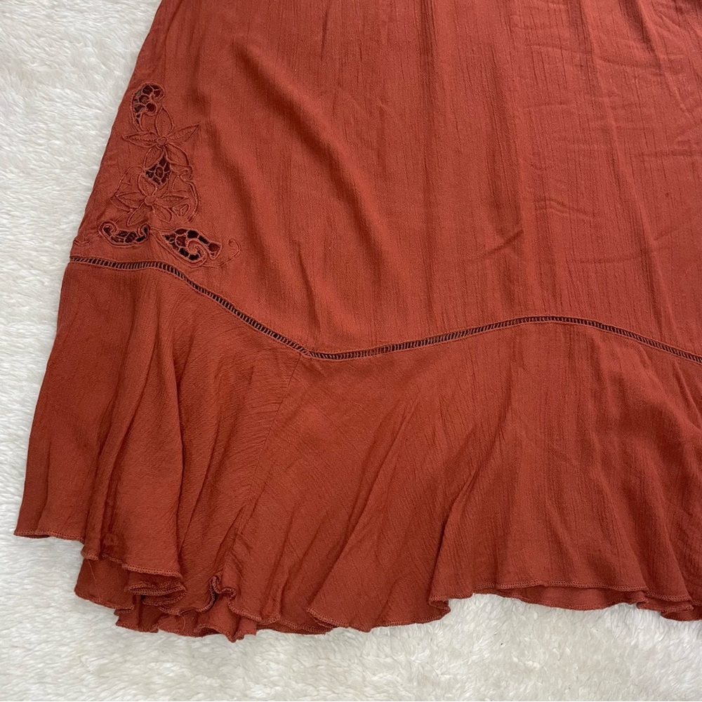 Free People heat wave rust embroidered swing tunic dress - Picture 6 of 9